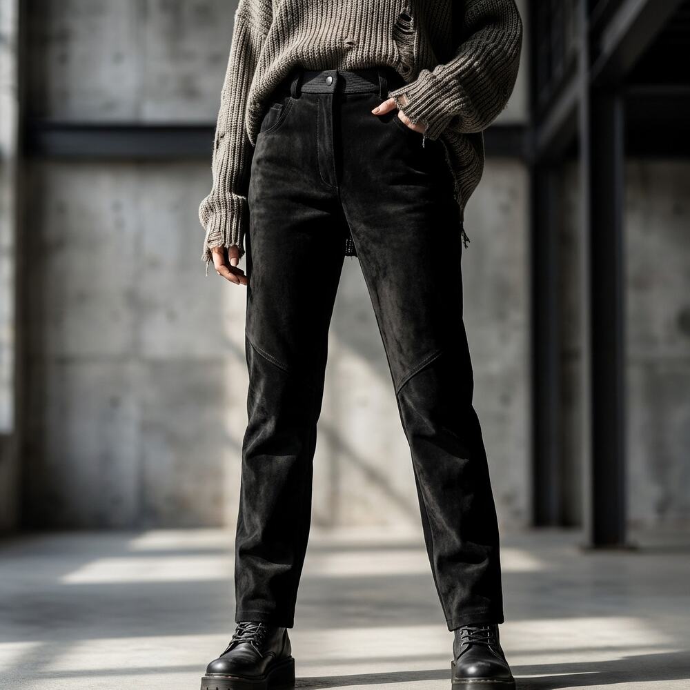 Element Suede Front Stretch Back Pants Size 5 Black Moto Grunge Steampunk Y2K